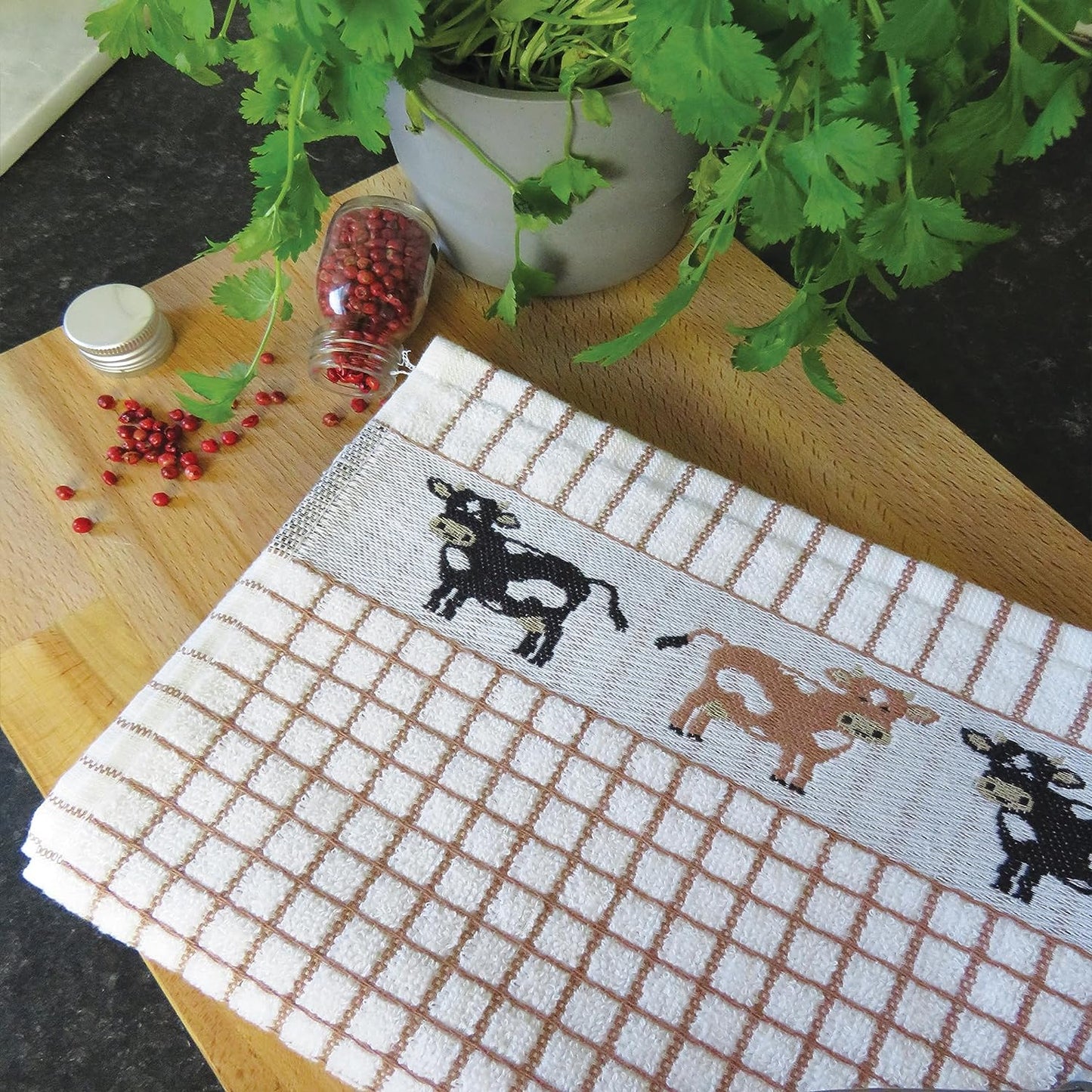 Poli-dri Jacquard Tea Towel - cows