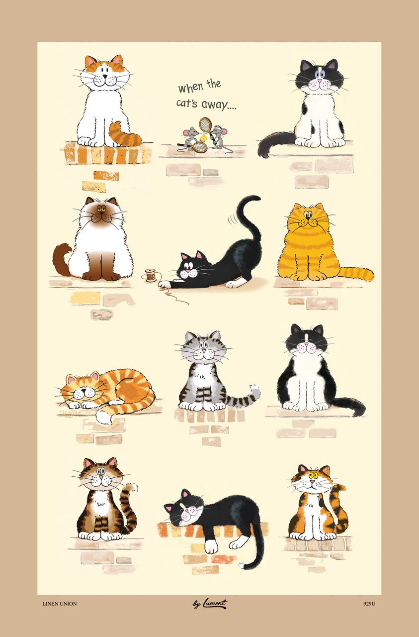 Cats Away Tea Towel