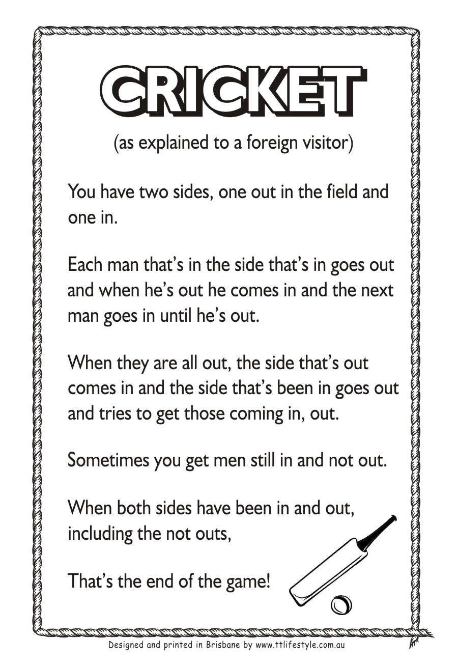 Cricket Rules 100% Linen Tea Towel