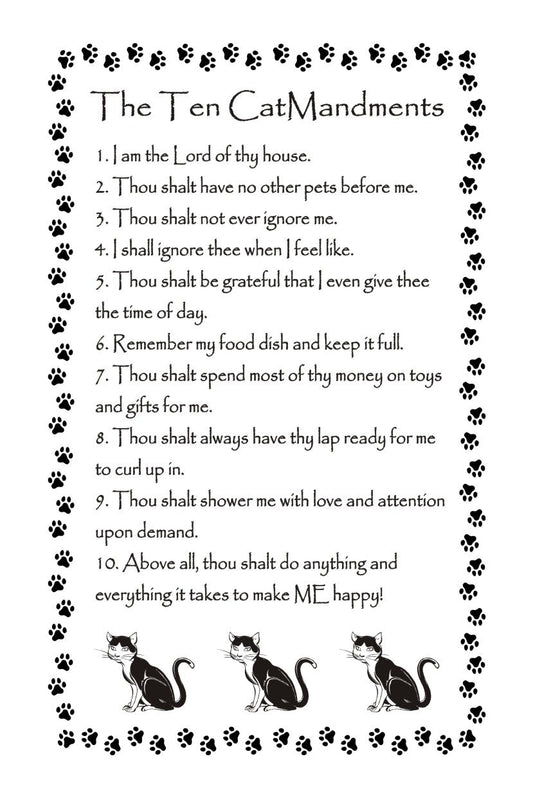 Ten CatMandments 100% Linen Tea Towel