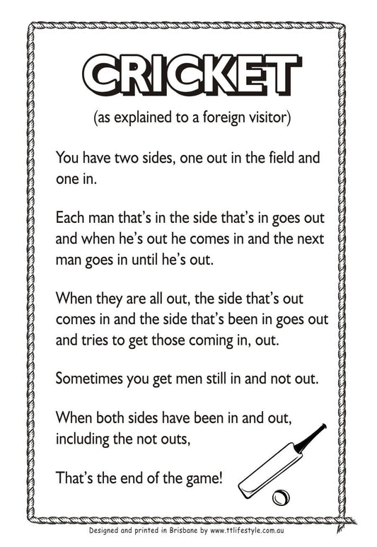 Cricket Rules 100% Linen Tea Towel