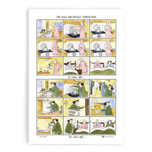 Male & Female Characters Cotton Tea Towel